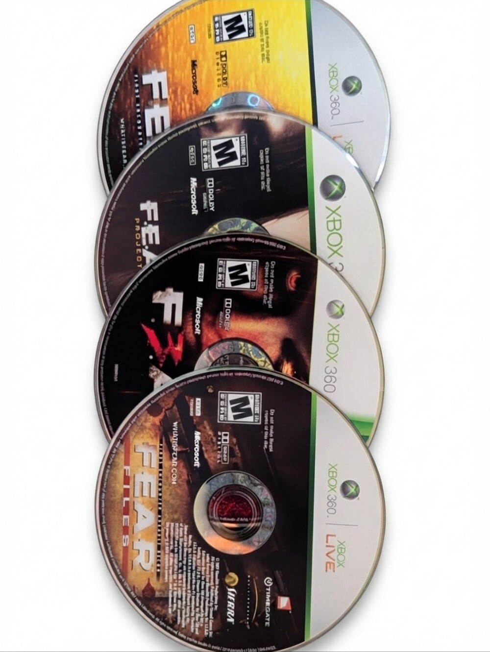 F.E.A.R. — 4 Disc Complete Series Bundle (Xbox 360) ~Discs Only~ FEAR XBOX360